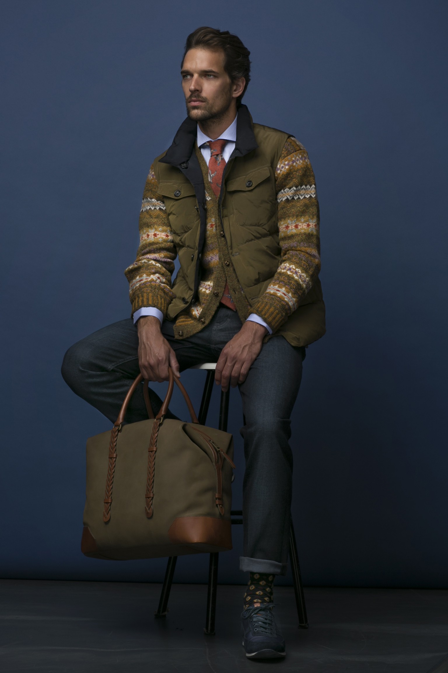 Daniel Gonzalez Elizondo Stylist Michael Gstoettner for Emidio Tucci online Campaign
